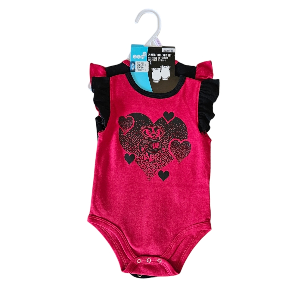 Wisconsin Badgers Baby 2 Piece Bodysuit Romper Set NEW Size 6-9 Mo UW-Madison
